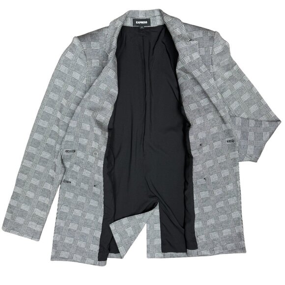 EUC Women's EXPRESS Double Breasted Houndstooth Blazer | Size M - Picture 7 of 14